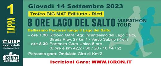 8 Ore Lago del Salto Marathon Tour (Tappa 1)