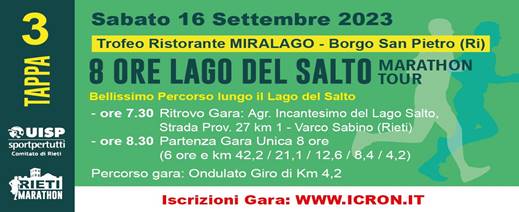 8 Ore Lago del Salto Marathon Tour (Tappa 3)
